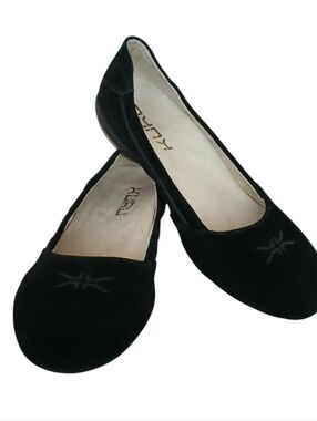 KURU Vienna Suede Ballet Flats Women's 8 Black Orthopedic Support Comfort